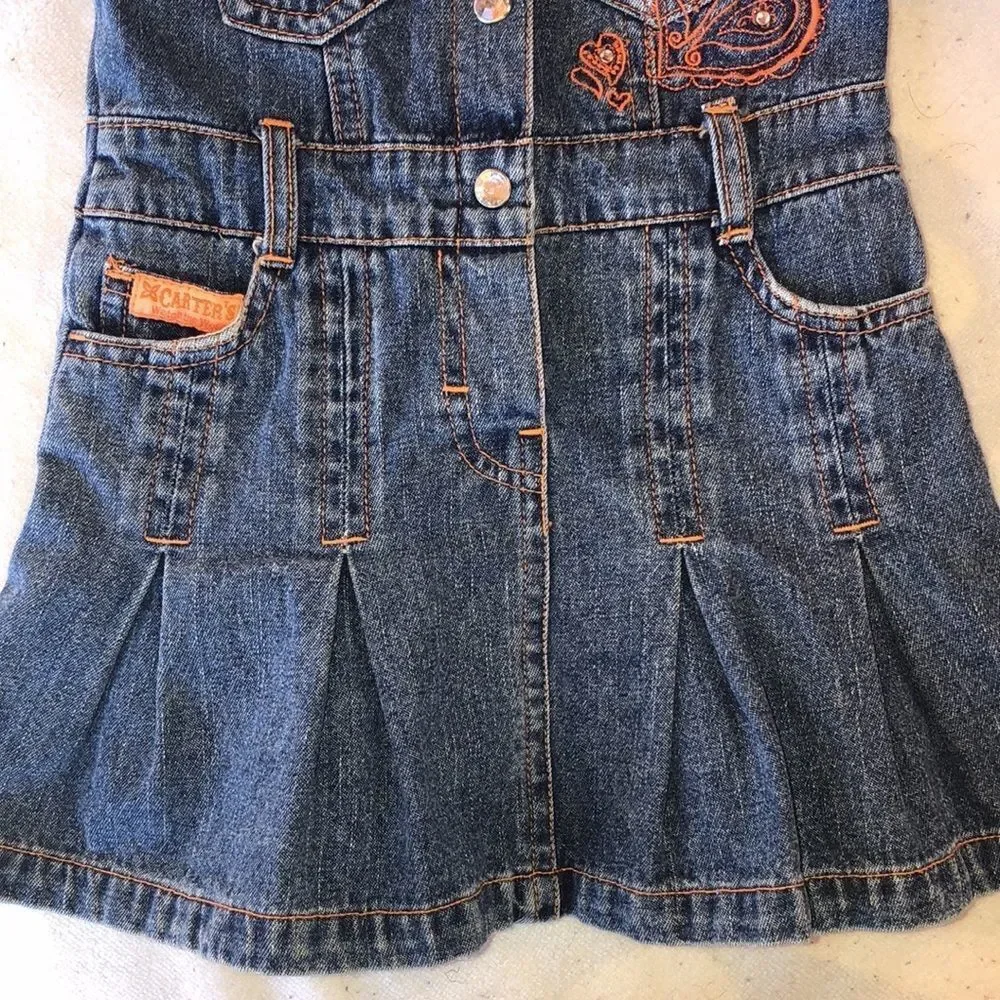 Excellent Vintage Girls 18M Carters Denim Dress